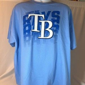 Men's Majestic Tampa Bay Rays All In The Game Light Blue MLB Shirt NWT 2XL